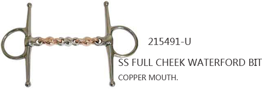 215491-U. SS FULL CHEEK WATERFORD BIT. COPPER MOUTH.